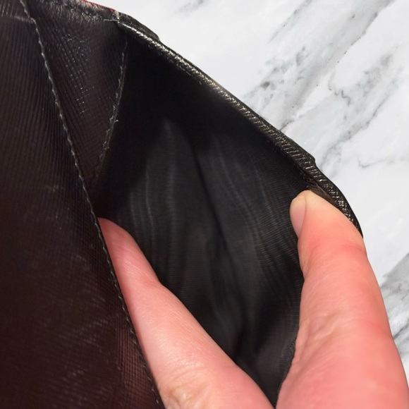 Prada Tessuto Dark Red Nylon Compact Trifold Wallet Authentic Vintage - Picture 7 of 11